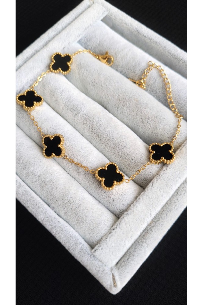 Çelik Büyük boy Siyah Cleef Bileklik