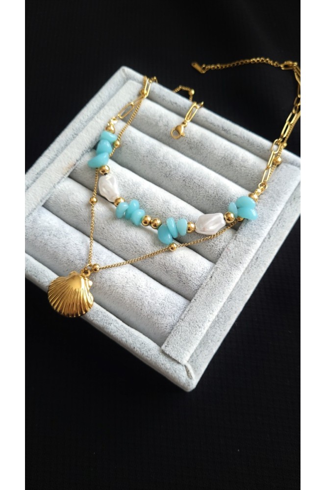 Çelik Deniz kabuğu Charm Kolye