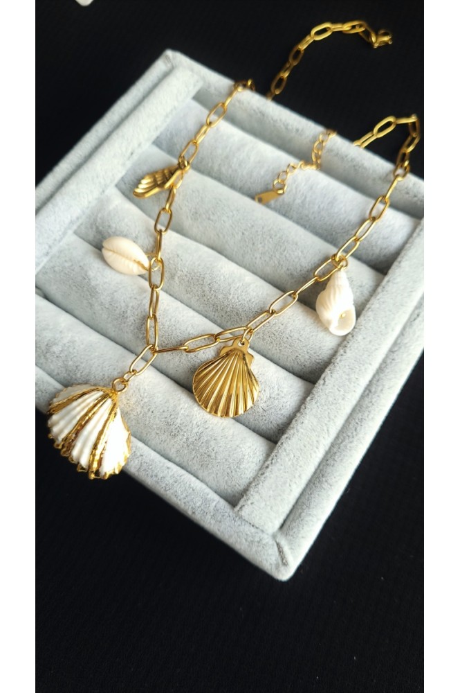 Çelik Deniz KabuğuDetaylı Tasarım kolye