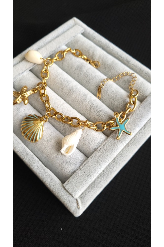 Çelik Deniz Simgeler Charmlı Bileklik