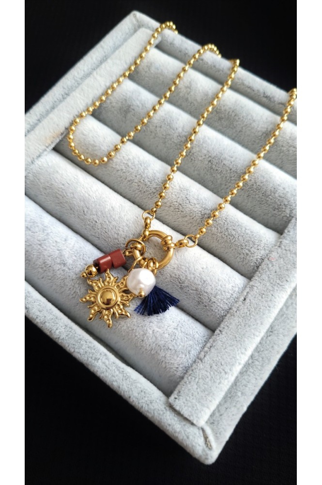 Çelik Denizci klipsli Güneş kolye