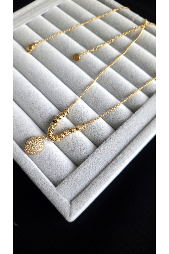 Çelik Dorika Taşlı kolye