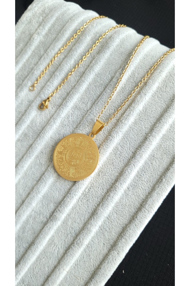 Çelik dualı kolye Gold