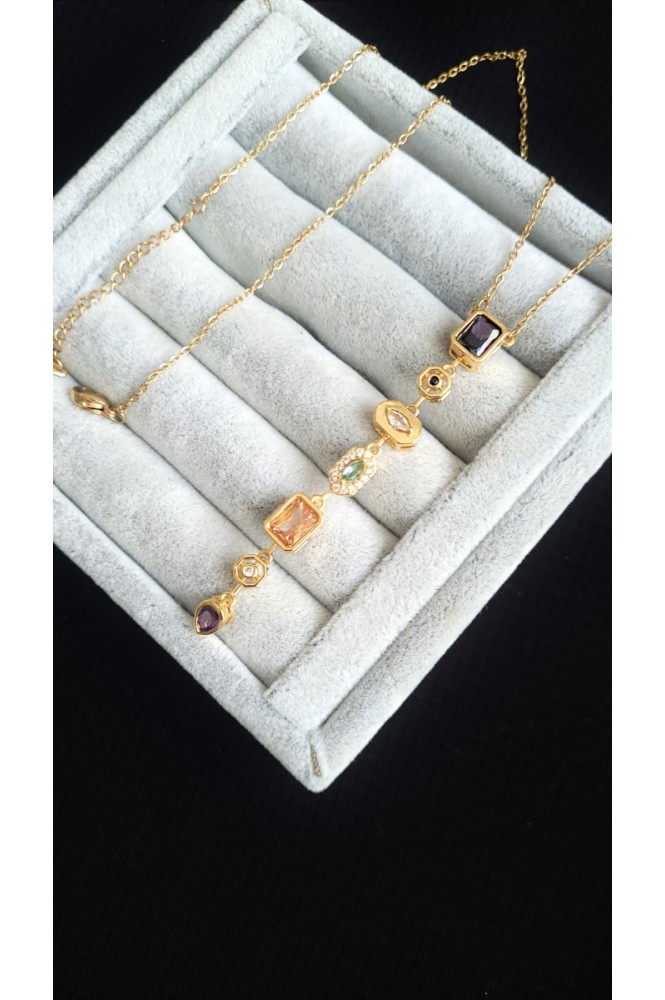 Çelik Favori Renkli Damla kolye