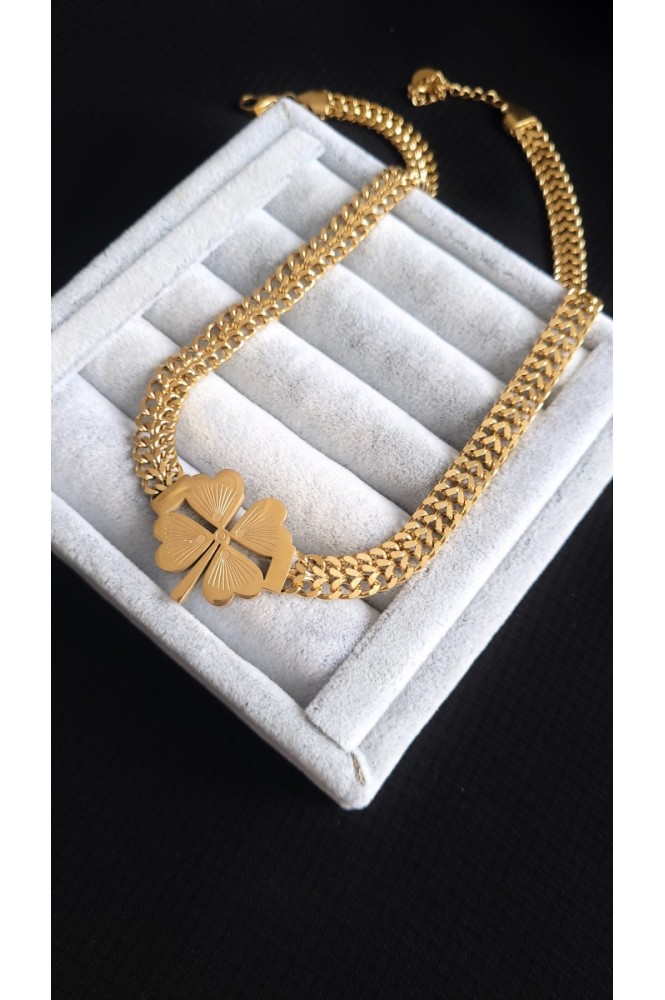 Çelik Hasır Detaylı  Yonca Kolye