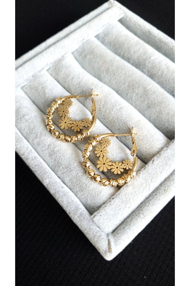 Çelik Çiçek Detalı dorika küpe