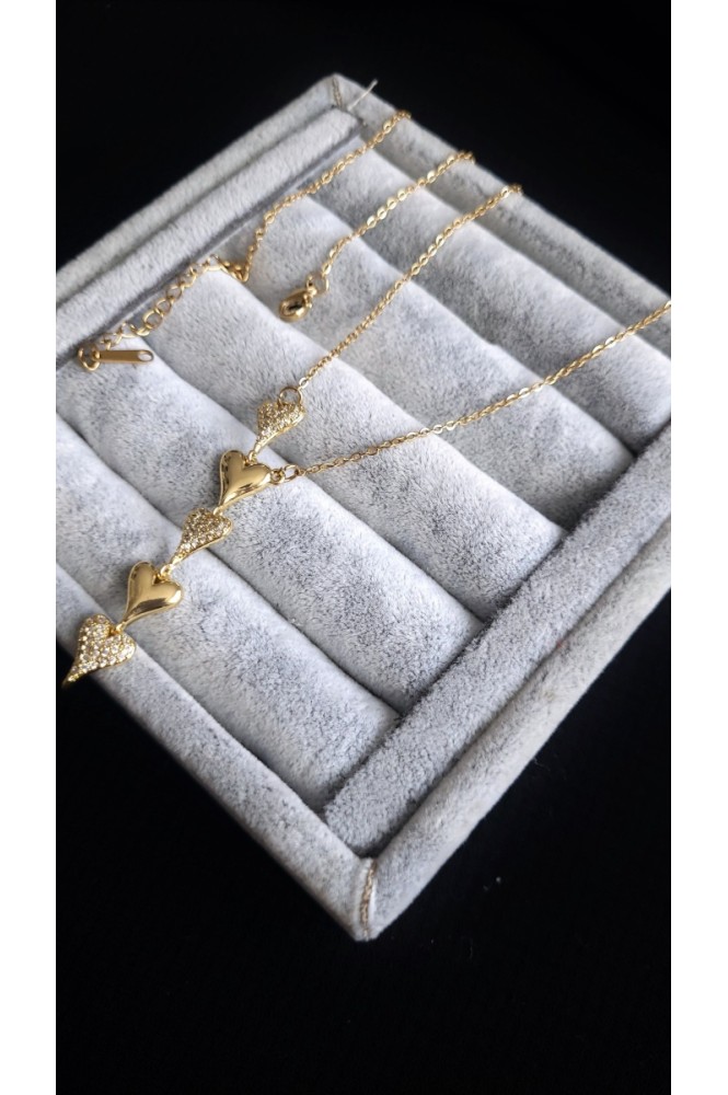 Çelik kalp Detaylı Y kolye