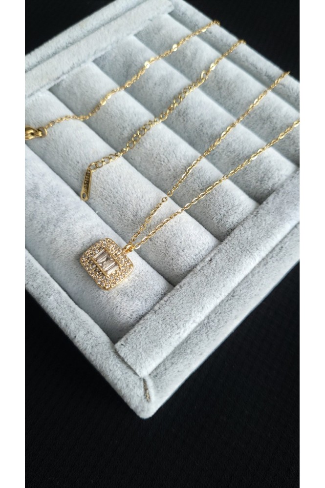 Çelik Kare Baget kolye