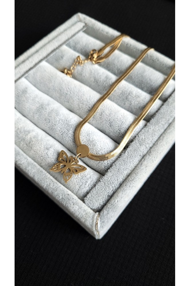 Çelik kelebek Detaylı italyan  kolye