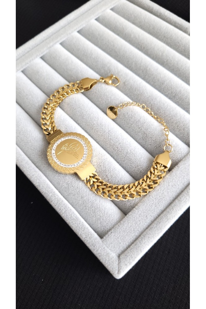 Çelik Klasik kuyumcu model tuğra Bileklik