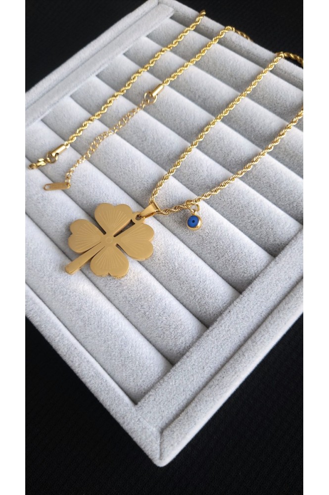 Çelik Klasik Yonca kolye