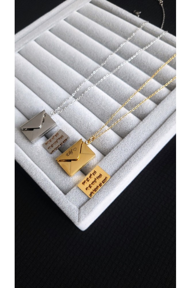 Çelik koruma dualı Zarf kolye