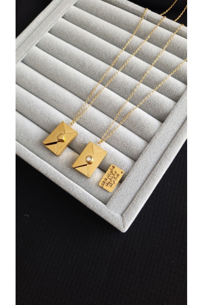 Çelik koruma dualı Zarf Model kolye