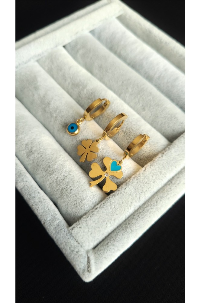 Çelik üçlü küpe