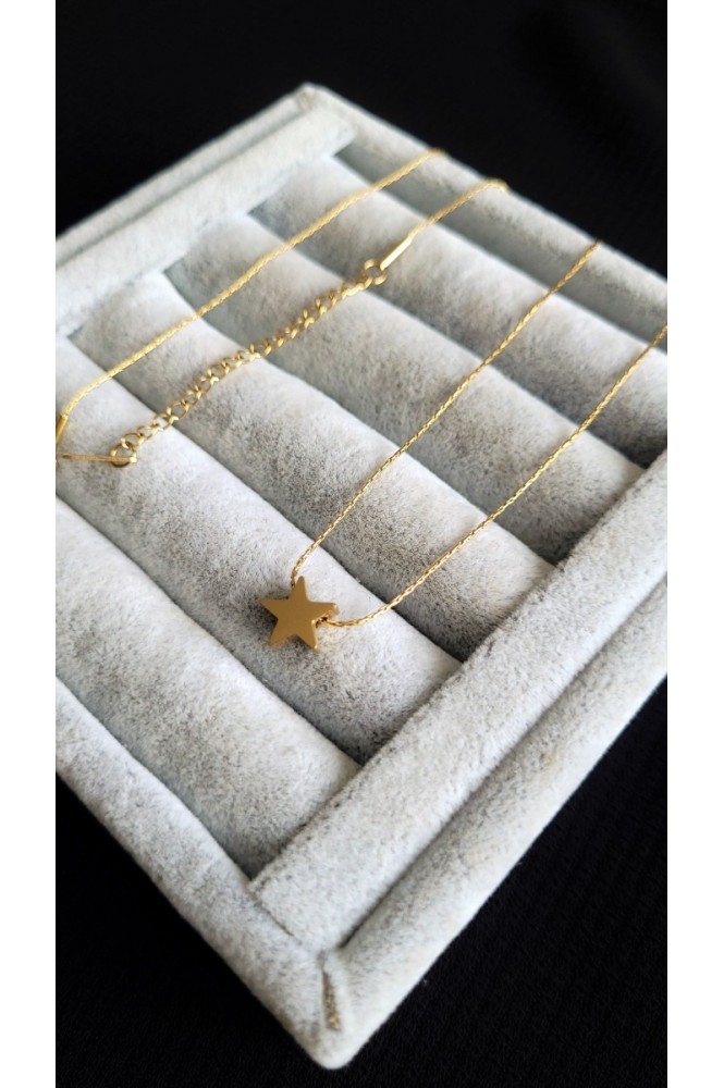 Çelik minimal  yıldız  kolye