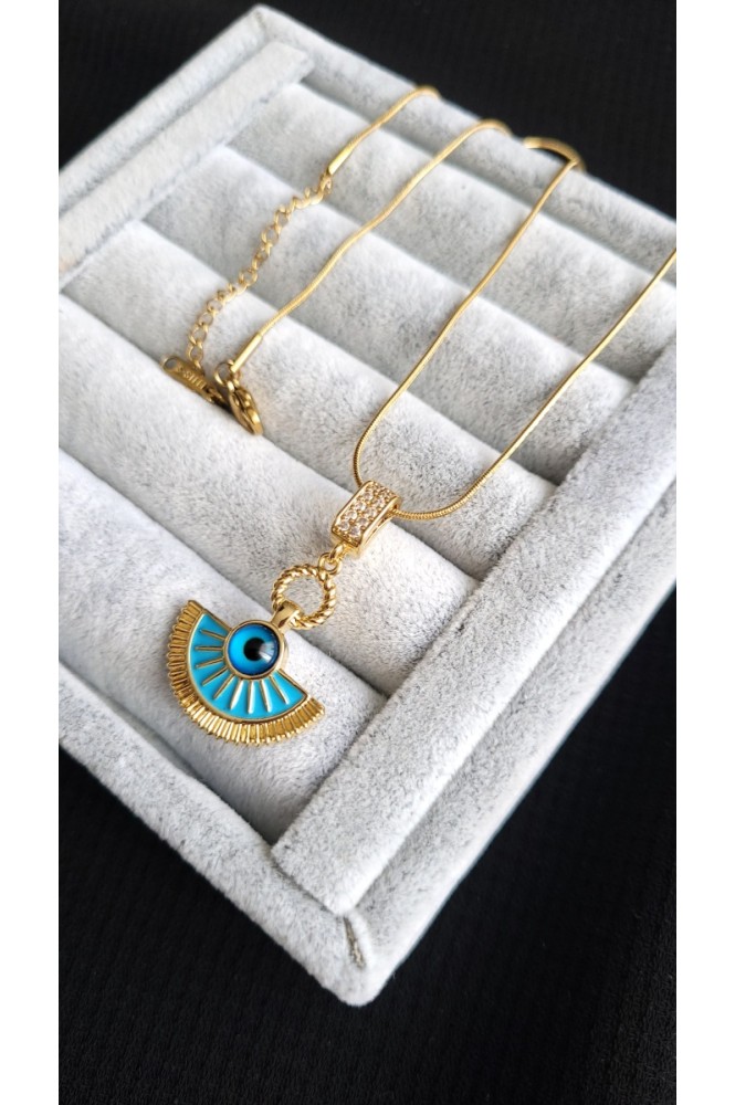 Çelik Nazarlı Yelpaze Kolye