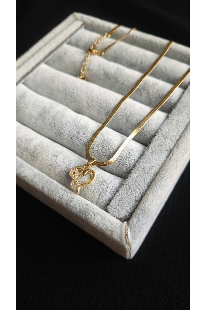 Çelik Sonsuzluk Detaylı kalp kolye