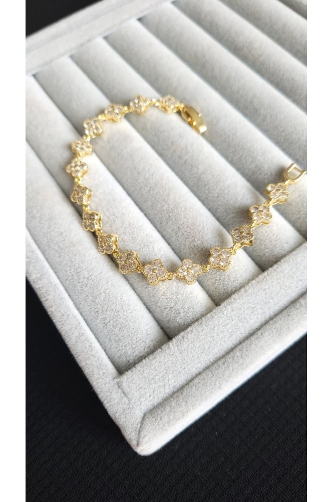 Çelik Sıralı  14 k cleef bileklik