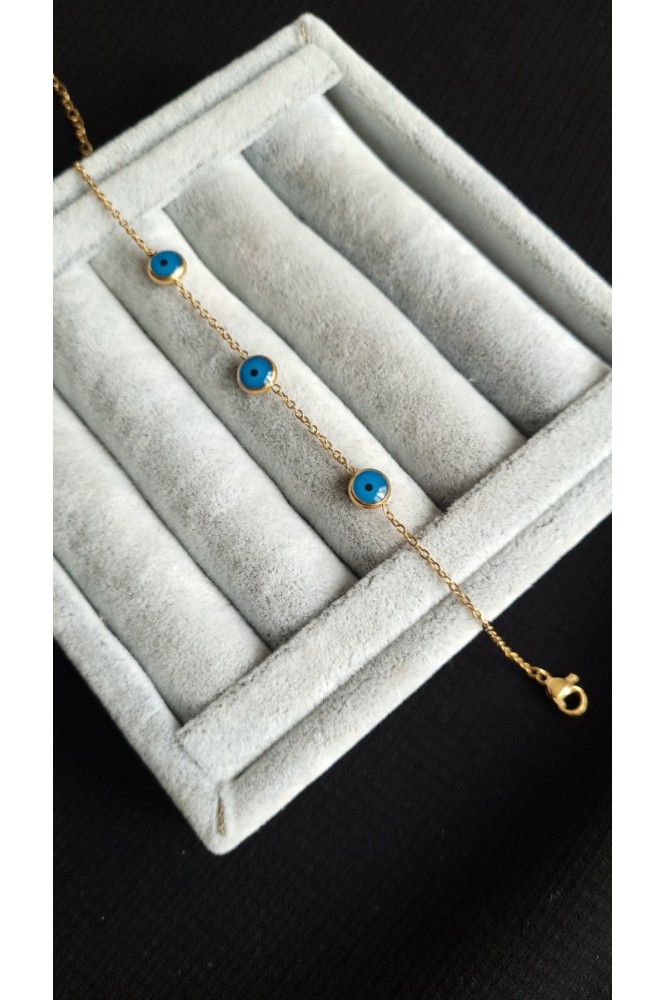 Çelik sıralı nazarlı bileklik