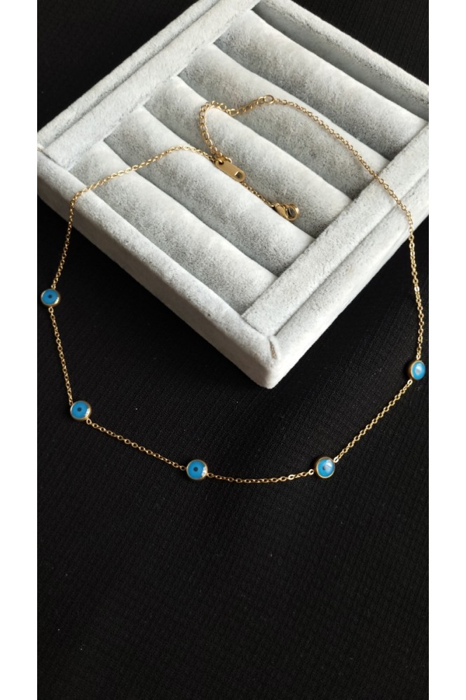 çelik Sıralı nazarlı kolye