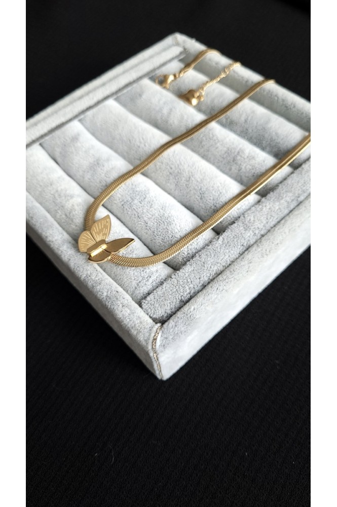 Çelik İtalyan zincirli kelebek kolye