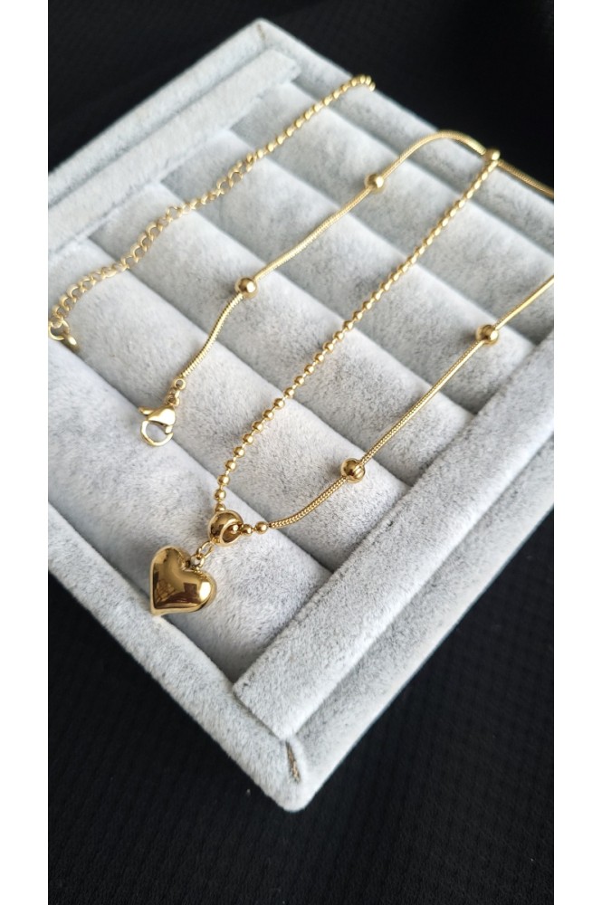 Çelik Tasarım Kalp Model kolye