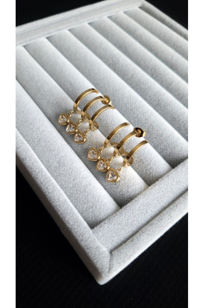 Çelik Tek Delikte Çoklu görünümlü Kalp küpe