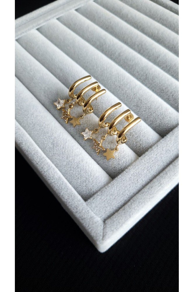 Çelik Tek Delikte Çoklu Görünümlü yıldız  küpe