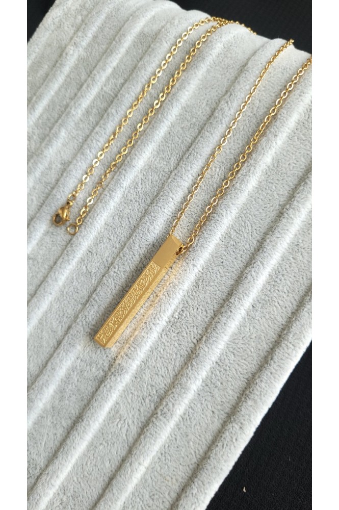 Çelik Uzun Bar Dikdörtgen Dualı  kolye