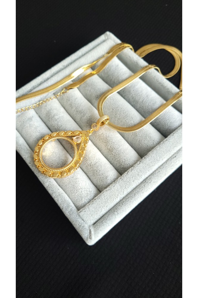 Çelik Yarım Uyumlu Damla model Arpa kolye