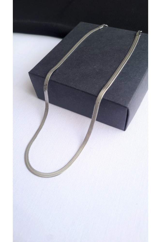 Çelik Yassı Kolye Silver