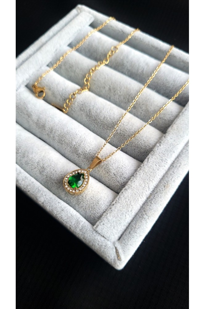 Çelik Zümrüt kolye