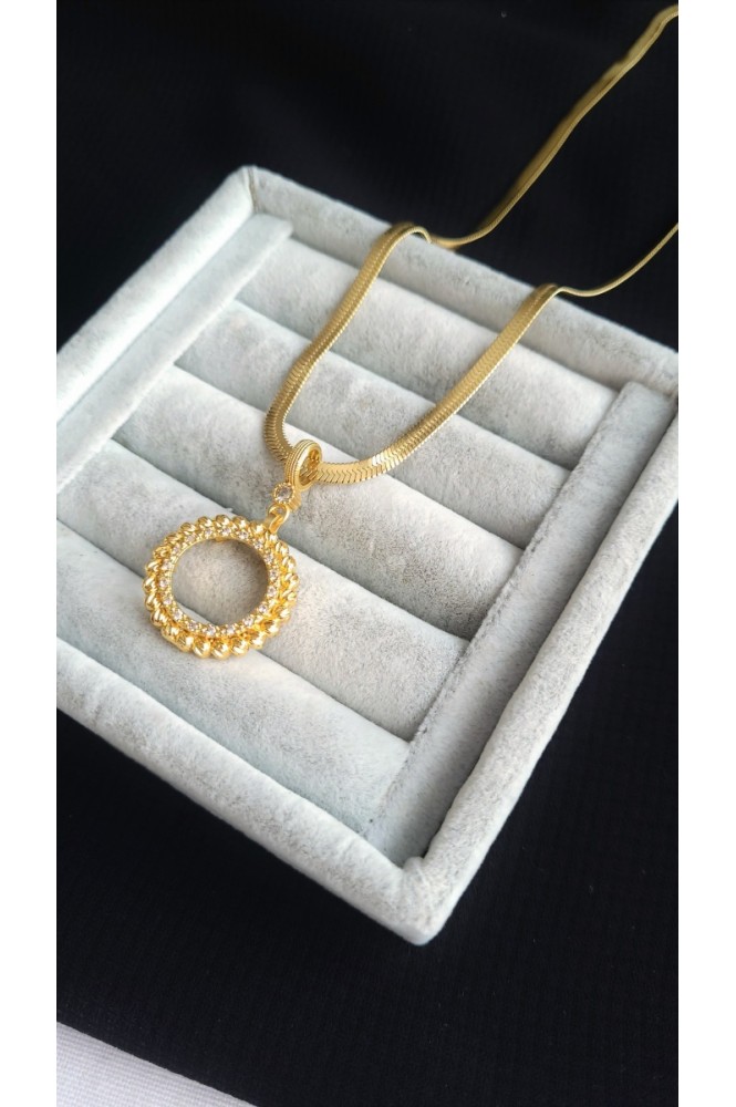 Çeyrek Altına uyumlu Taş Detaylı dorka kolye