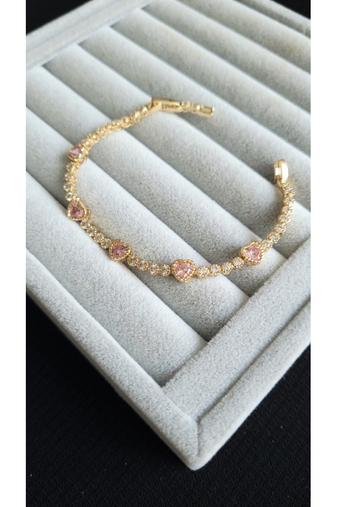 VIP 14K pembe kalpli  sıralı  bileklik