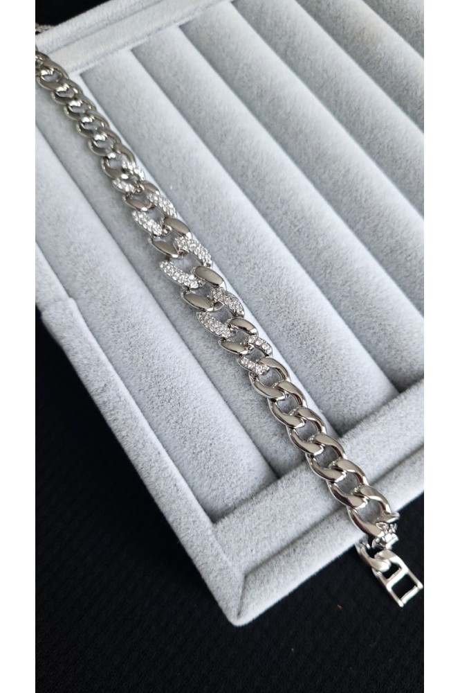 VIP Favori Silver Taşlı Zincir Bileklik