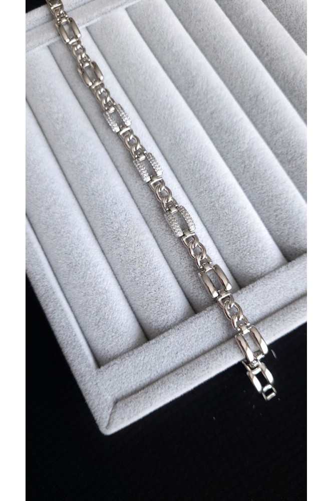 VIP Silver Kare Taşlı bileklik