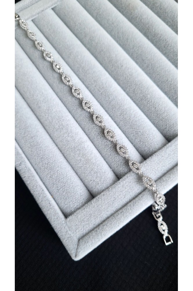 VIP Silver taşlı arpa  bileklik