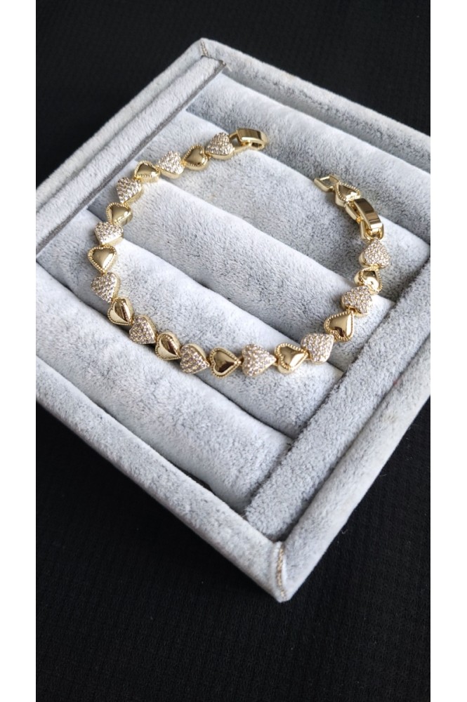 VIP Sıralı Taşlı kalp bileklik