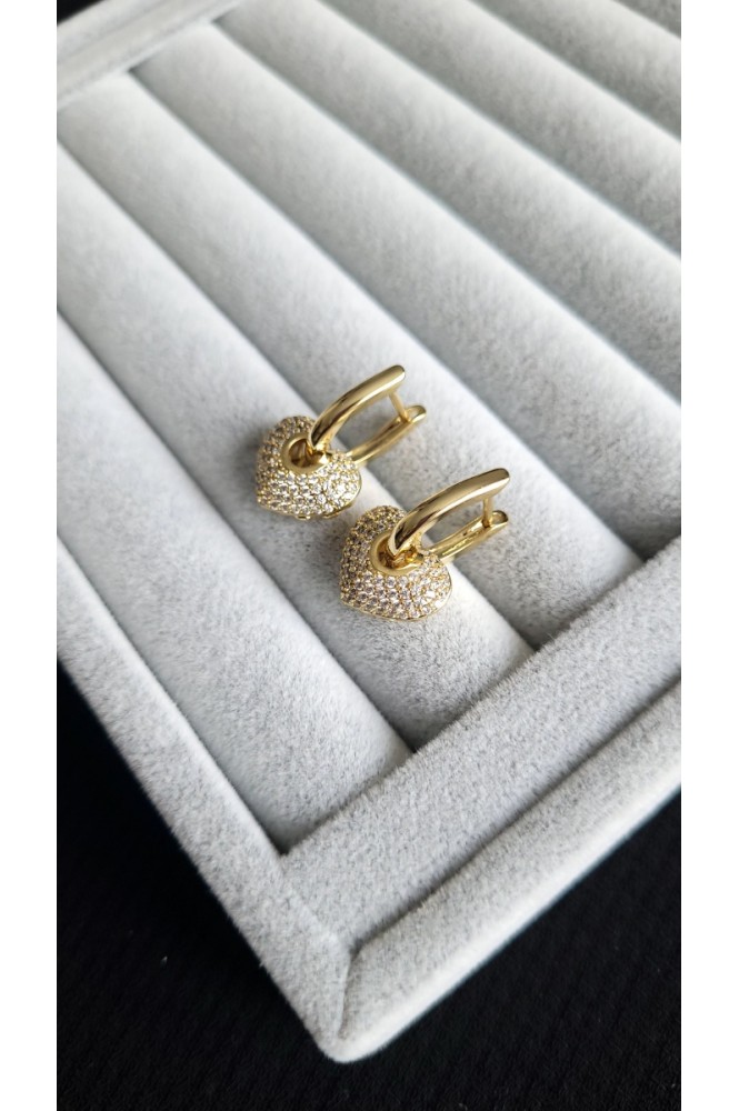 VIP Taş Detaylı kalp küpe