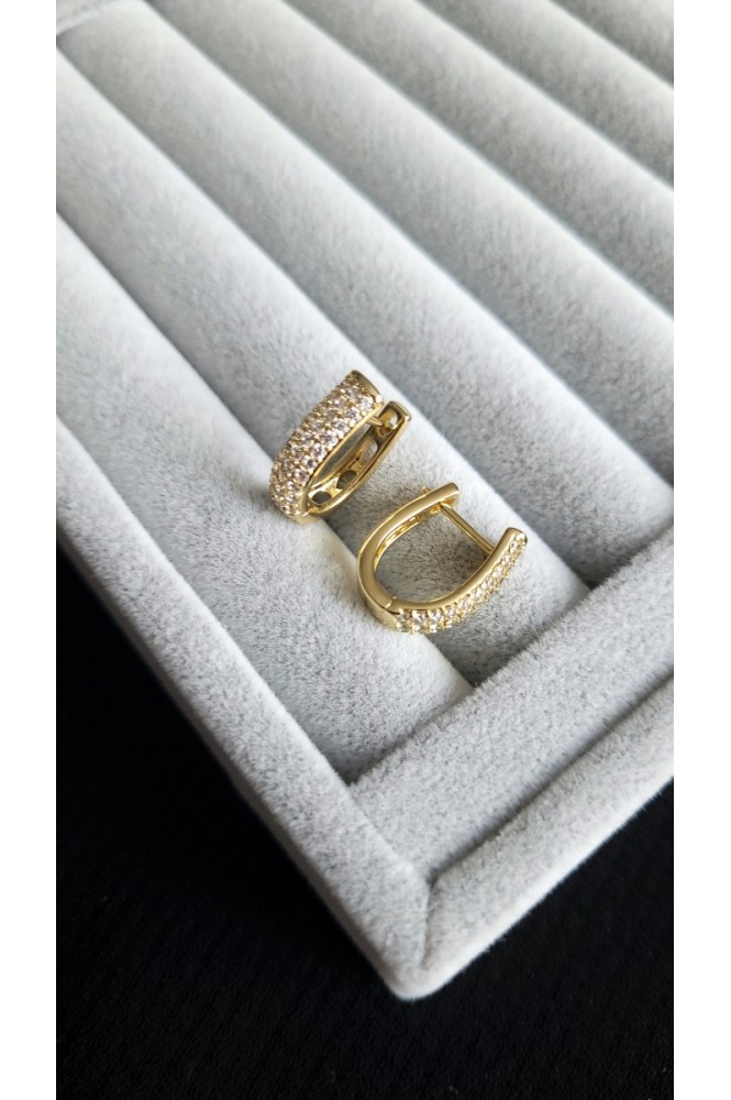 VIp Taş Detaylı oval  küpe