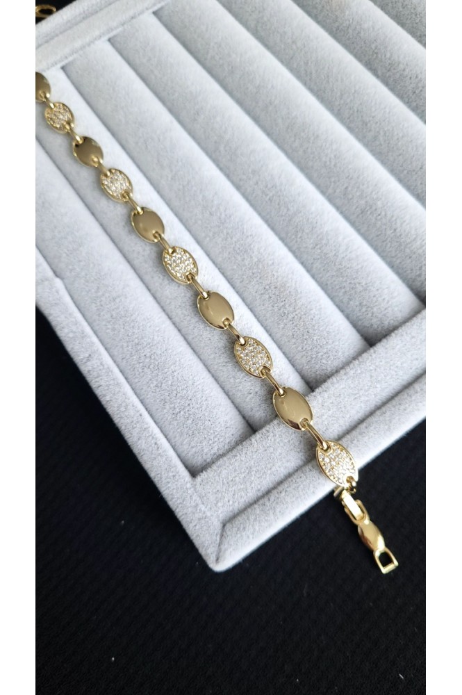 VIP Taşlı Gold Zincir Bileklik