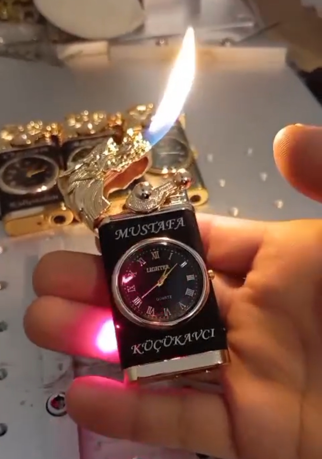 Kişiye Özel Saatli Ejderha Çakmak